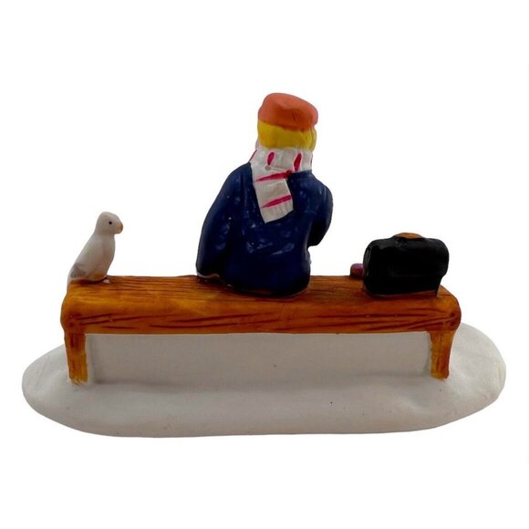Vintage Lemax Christmas Village Suppertime Porcelain 1997 w/Box 73225 Park Bench - Picture 4 of 10